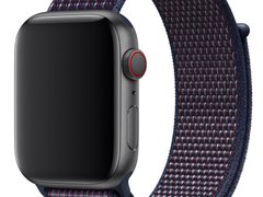 Curea iUni compatibila cu Apple Watch 1/2/3/4/5/6/7, 44mm, Nylon Sport, Woven Strap, Midnight Purple